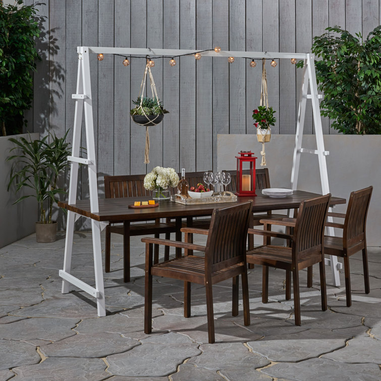 White rectangular outdoor online dining table